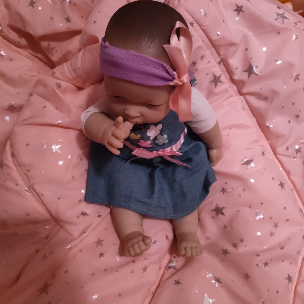 Asian Berengeuer Sweet Baby Doll in Denim Dress with Pink and Purple Details - Picture 11 of 16